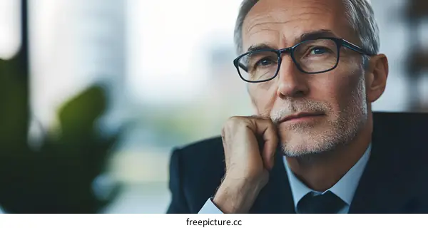 Thoughtful Mature Businessman Looking Away