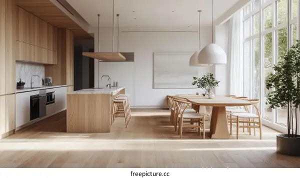 Modern Minimalist Kitchen and Dining Room Interior Design