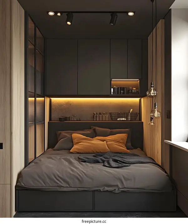 Minimalist Bedroom Interior Design with Wooden Wall