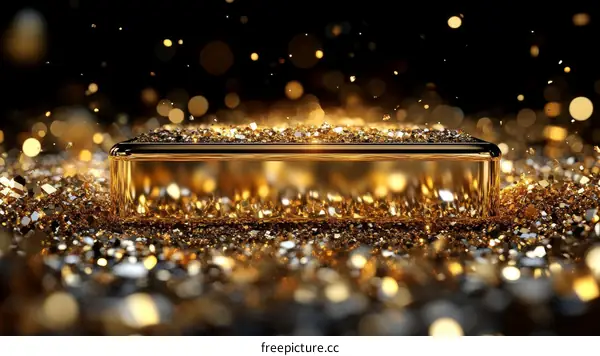 Golden Prize Platform on Glittering Background