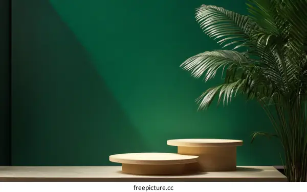 Green Wall Display Wooden Podium