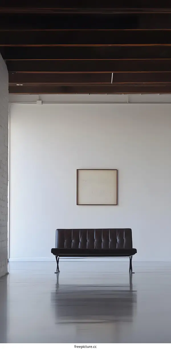 Minimalist Modern Interior Design with Leather Sofa and Artwork