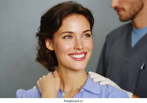 Smiling Woman Patient During Dental Exam