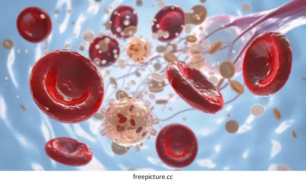 Red Blood Cells and White Blood Cells In The Bloodstream