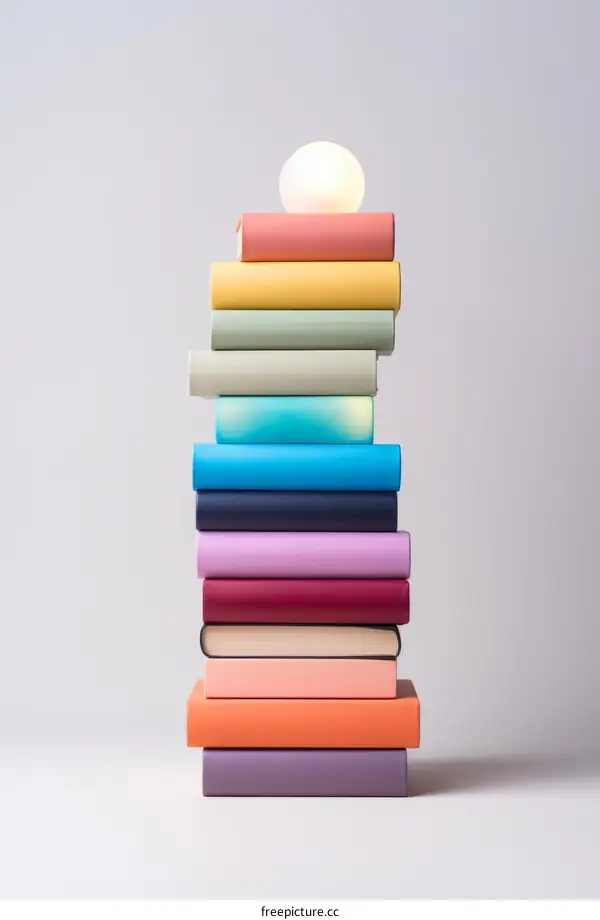 A stack of books with a glowing orb on top