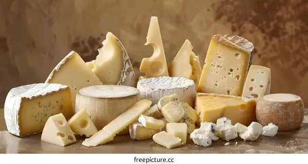 Variety of Cheeses for Gourmet Food Photography