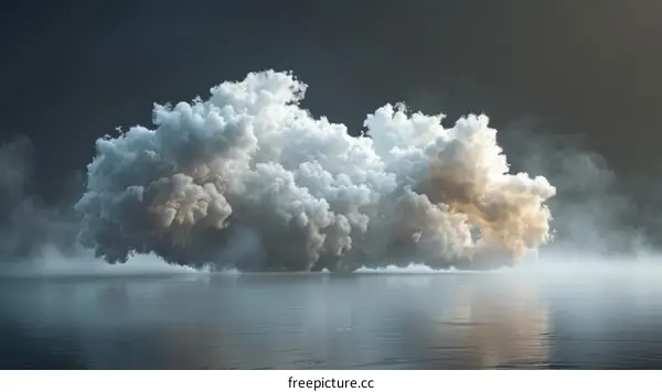 Large White Cloud Hovering Over Water