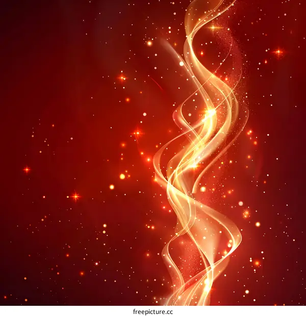 Red flowing lines with golden glitter