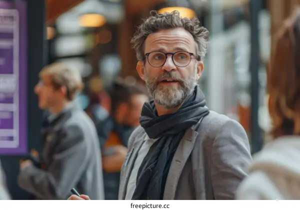 Portrait of a man with glasses and a scarf