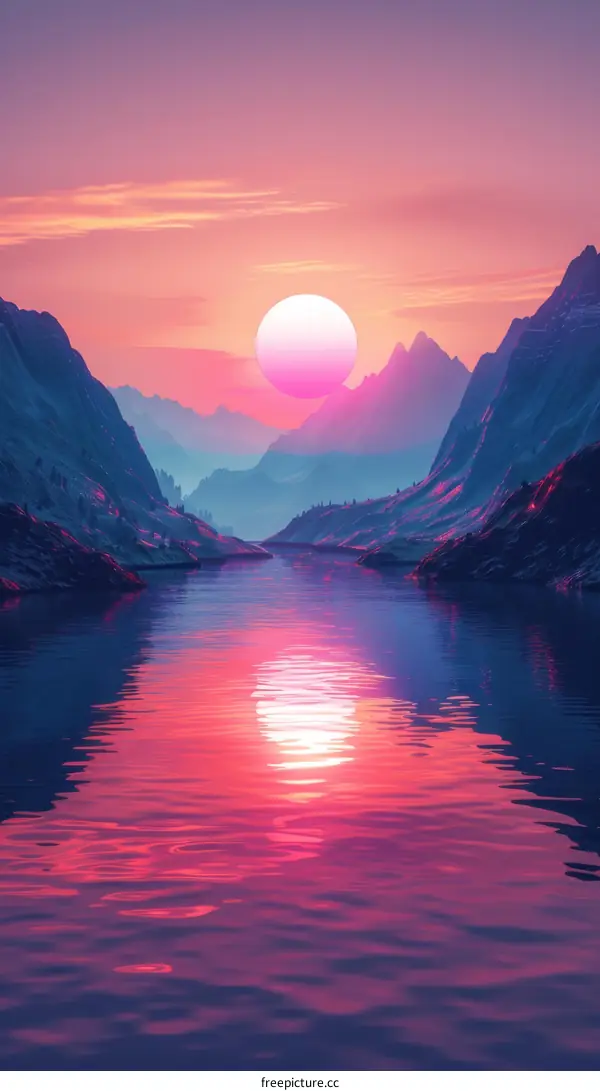 Tranquil Mountain Lake Sunset