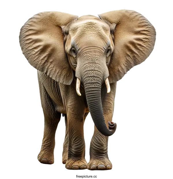 [Transparent Background PNG]African Elephant Standing On White Background