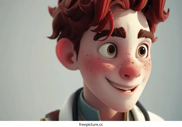 Portrait of a Happy Young Man with Red Hair and Freckles