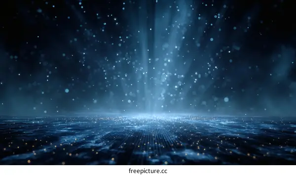 Abstract Digital Blue Light Particles Background