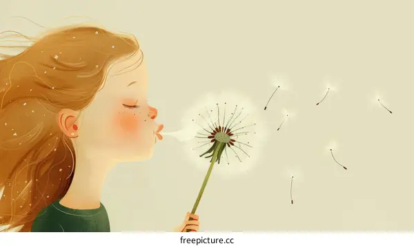 Little Girl Blowing Dandelion Seeds: Joy and Hope
