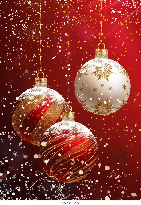 Christmas Ornaments | Red & Gold & White Balls