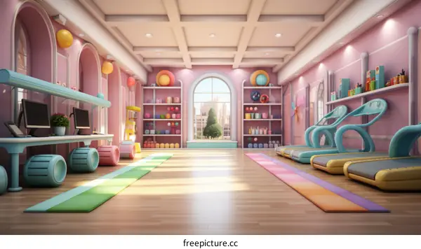 Colorful Kids Gym with Exercise Equipment