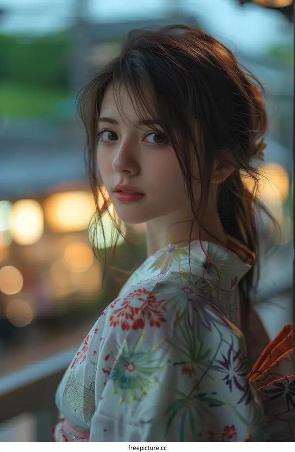 Beautiful Asian Woman in Traditional Japanese Kimono