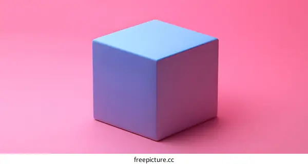 Purple Cube on Pink Background Minimalist 3D Render