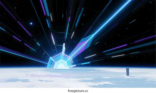 Vibrant Blue and Purple Abstract Light Beams in Space