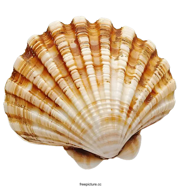 [Transparent Background PNG]Single Scallop Shell on White Background