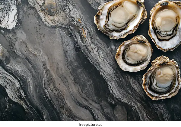 Fresh Oysters on a Marble Surface