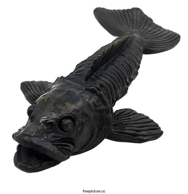 [Transparent Background PNG]Prehistoric Fish Sculpture on White Background