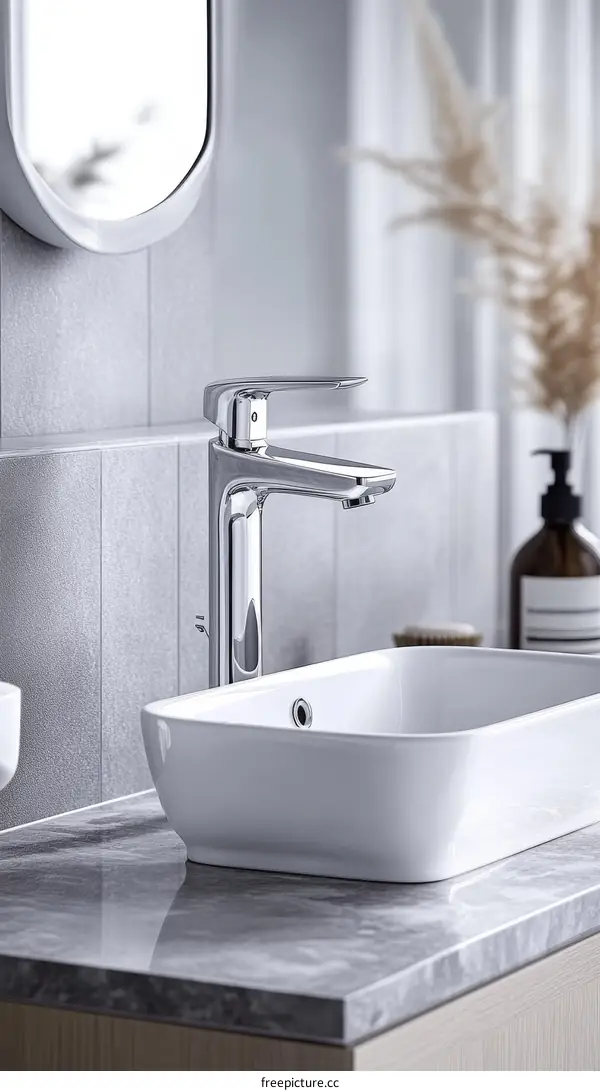 Modern Bathroom Sink Faucet and Countertop
