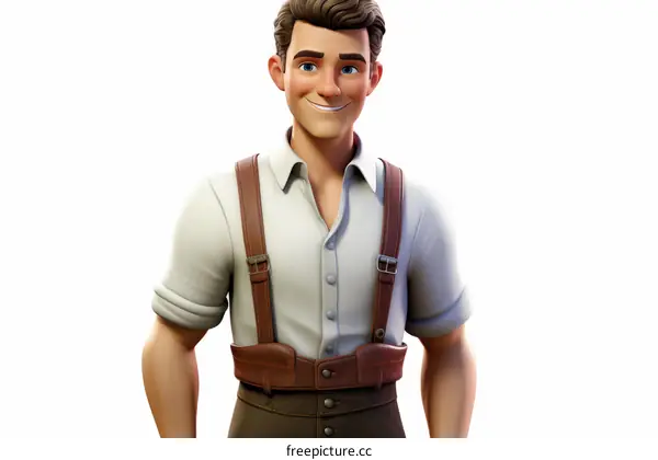 Confident Farmer in Suspenders
