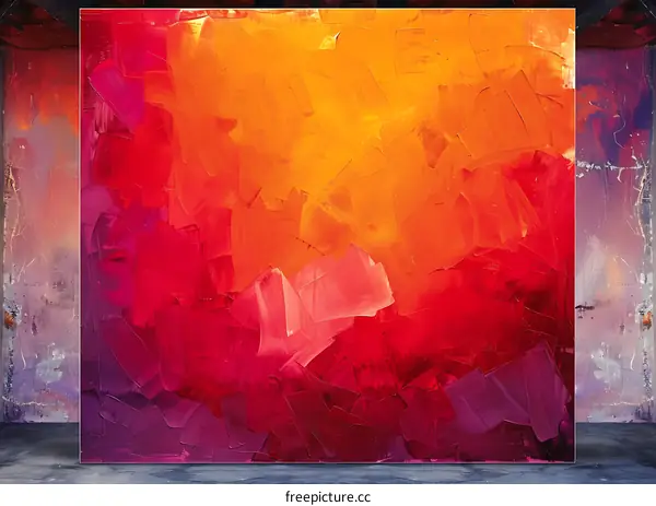Abstract Art Painting with Red, Orange, and Yellow Colors