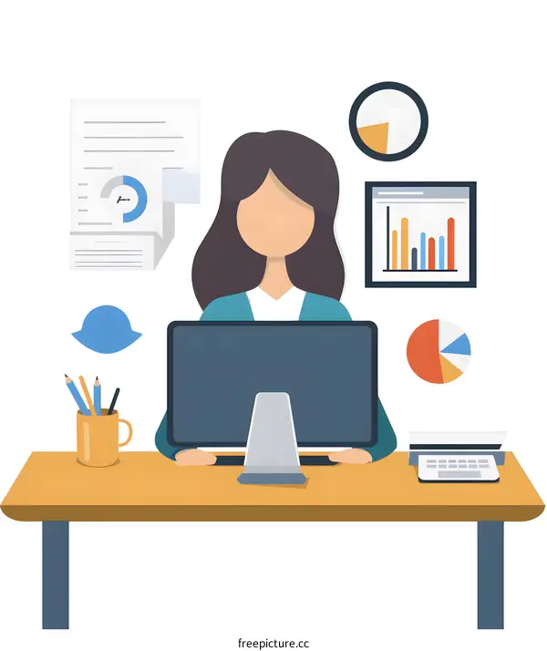 Woman Sitting at a Desk with Computer