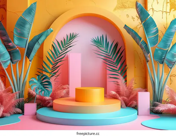 Tropical Summer Display Stand Illustration