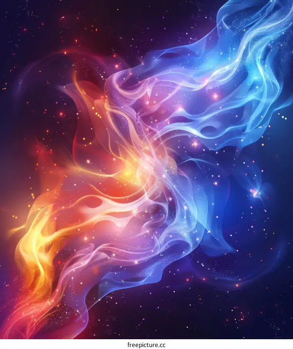 red and blue abstract fire and ice