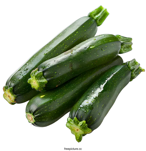 [Transparent Background PNG]Fresh green zucchini on a white background