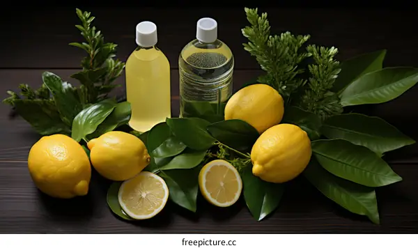Still Life of Lemons and Cleaning Supplies