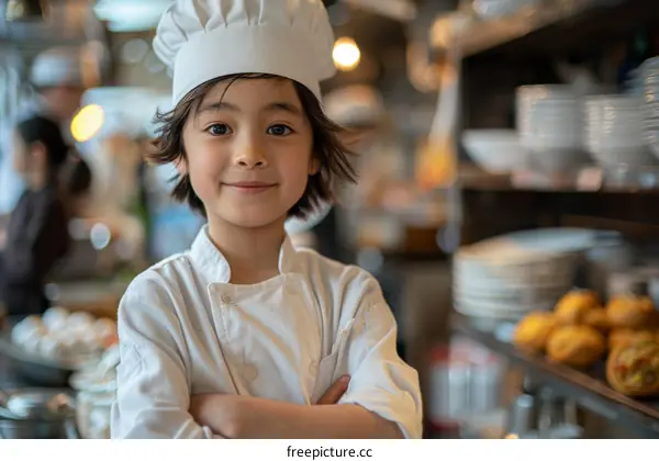little boy in a chef's hat smiling at the camera