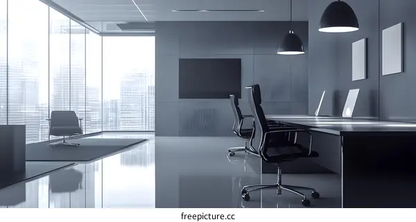 Modern Office Interior Design with City View