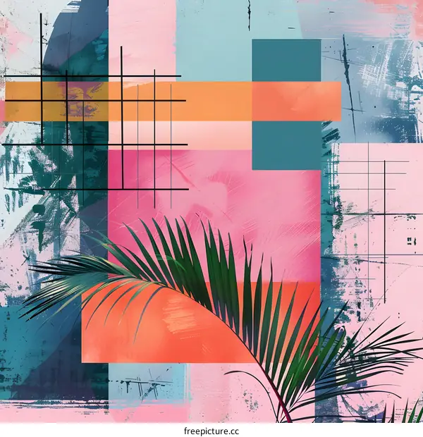 Abstract Geometric Background with Palm Leaf