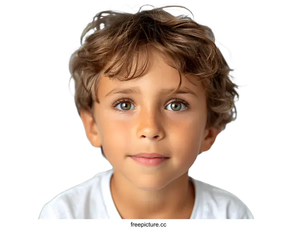 [Transparent Background PNG]Portrait of a Young Boy with Freckles