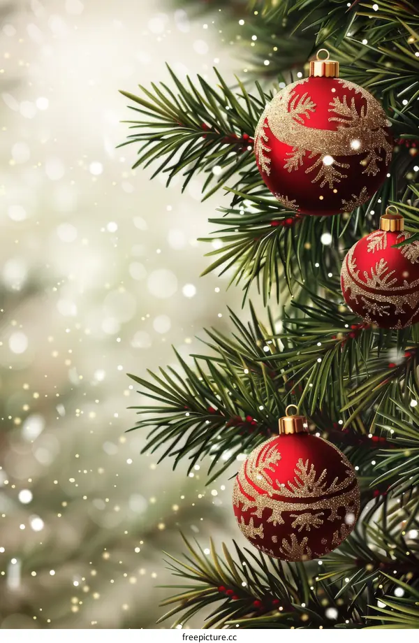 Christmas Tree With Red and Gold Ornaments