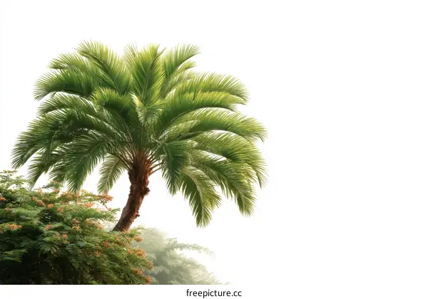 Tropical Palm Tree Against a White Background