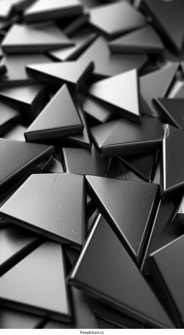 Black metal triangle tiles
