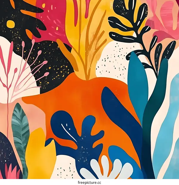 Abstract Colorful Floral Illustration With Vivid Colors And Bold Shapes