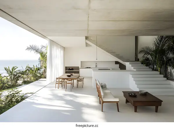 Modern Minimalist Home Interior Design with Ocean View