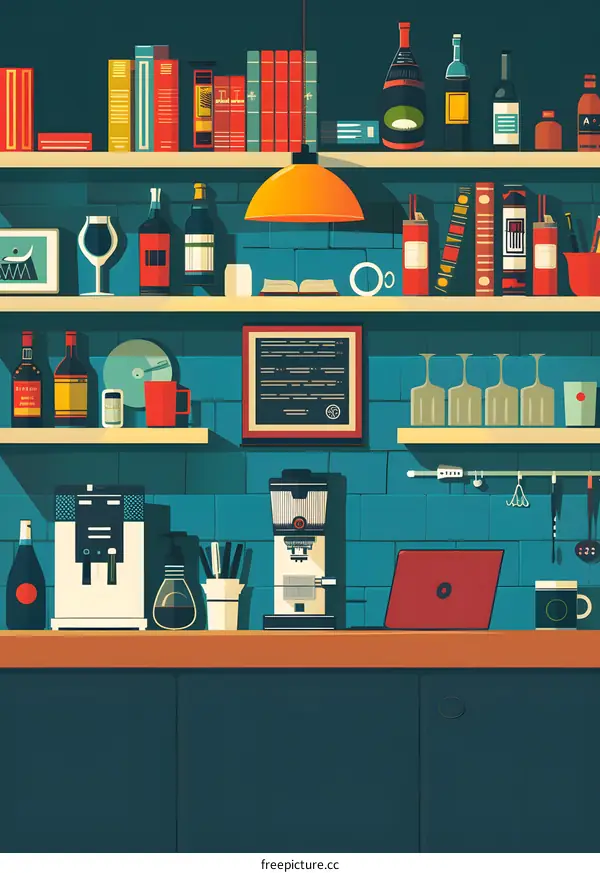 Modern Flat Illustration of a Coffee Shop Interior Design