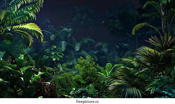 Lush Green Tropical Rainforest Jungle Background
