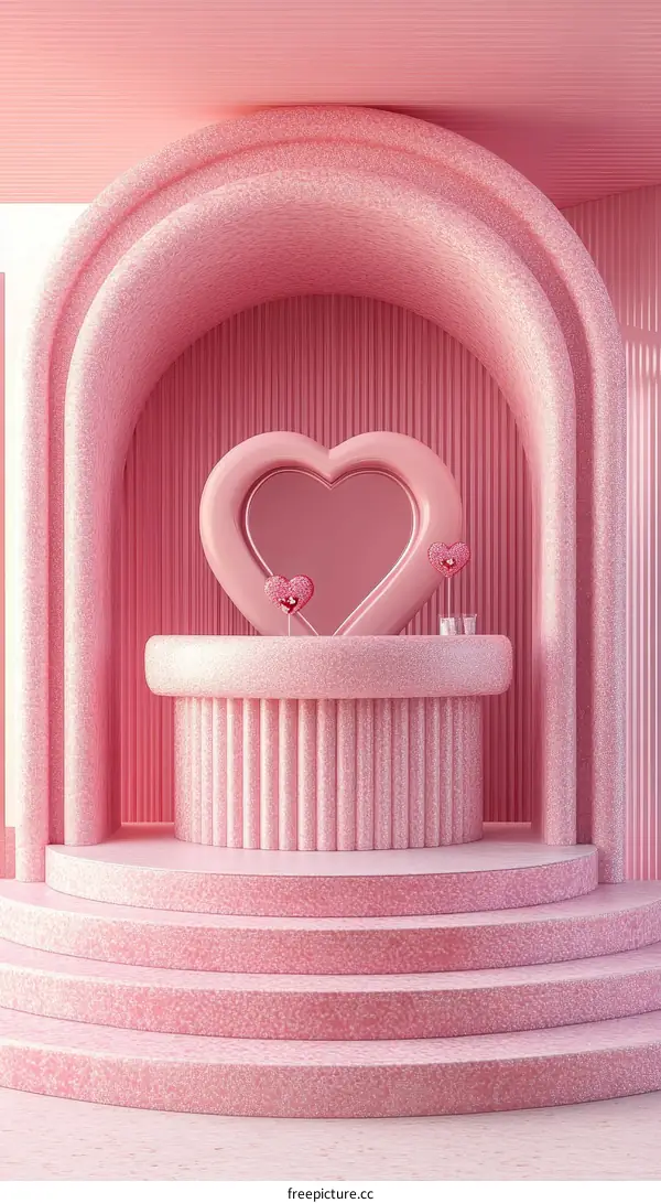 Pink Heart Shaped Display Valentines Day Design