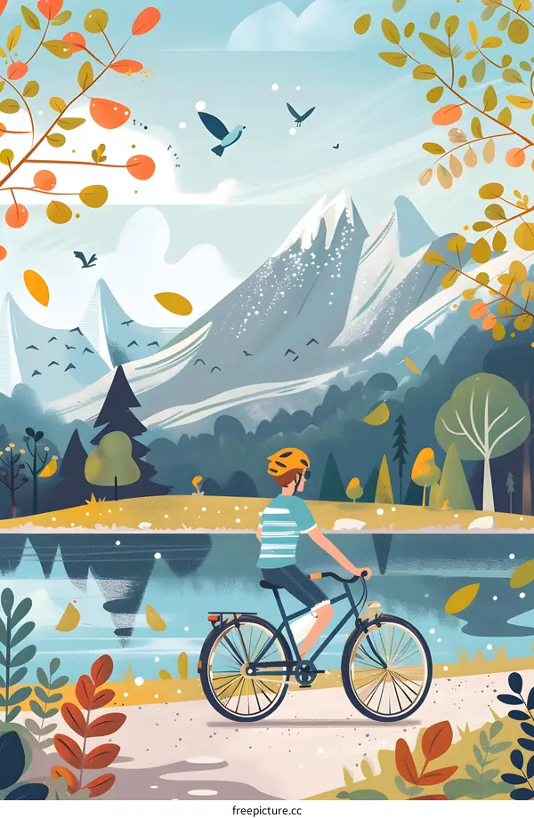 Mountain Biking Landscape Illustration