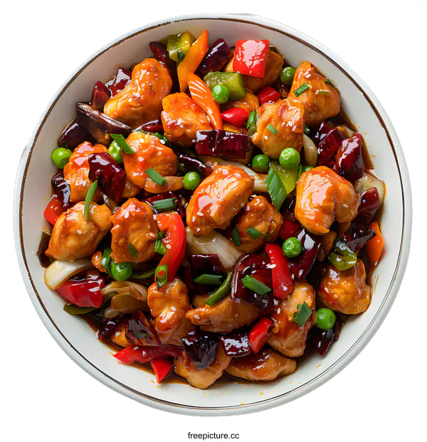 [Transparent Background PNG]kung pao chicken in white bowl