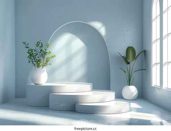 Modern Minimalist Light Blue Interior Scene