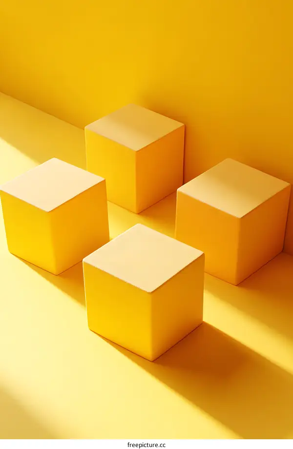 Abstract Yellow Cubes Minimalist Background